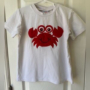Stitchy Fish Kids White T-Shirt with Red Crab Design